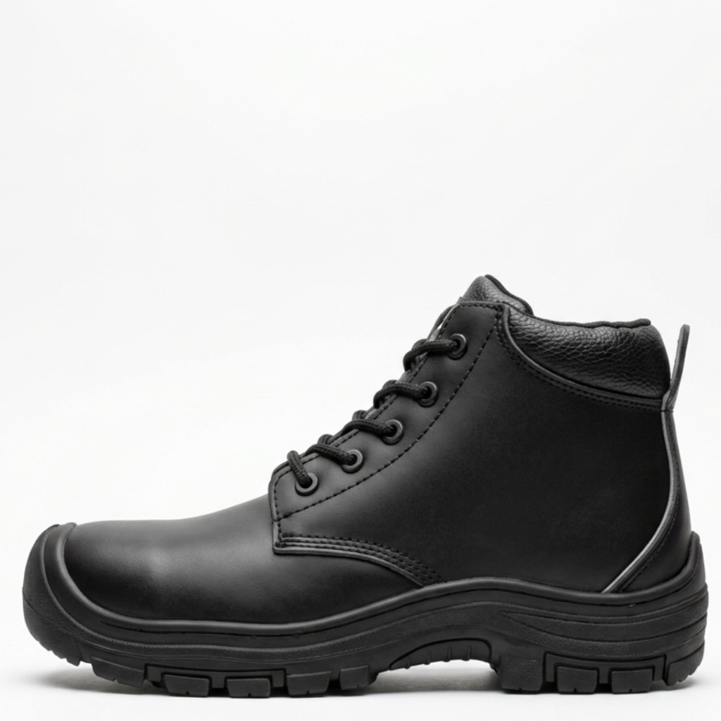 Perfil lateral de botas de seguridad industrial OZAPATO Rock 01 con cuero resistente a aceites